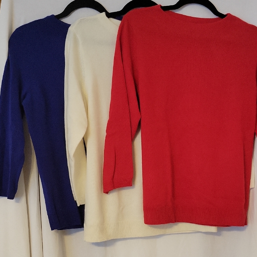 Talbots 100% Cashmere Audrey High Collar Knit Sweater  - Red, Blue, or Cream